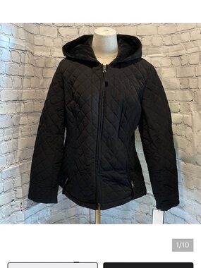 croft & barrow Black Quilted Hooded Puffer Jacket